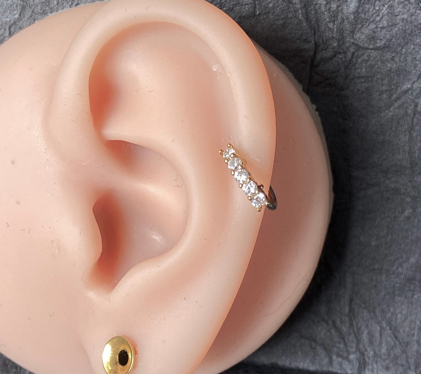 1pc Five Gem Bendable Nose, Cartilage, Helix Hoop Ring Rook Daith Helix Tragus