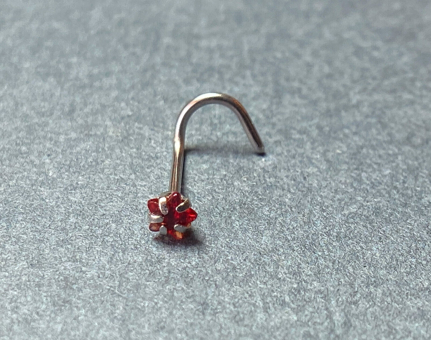 1pc Surgical Steel Nose Screw Ring w/Star Prong Set Gem 18g,20g - choose color