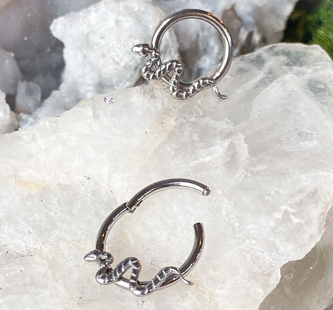 1pc Snake Hinged Segment Ring Septum Hoop Helix Daith Implant Grade 23 Titanium