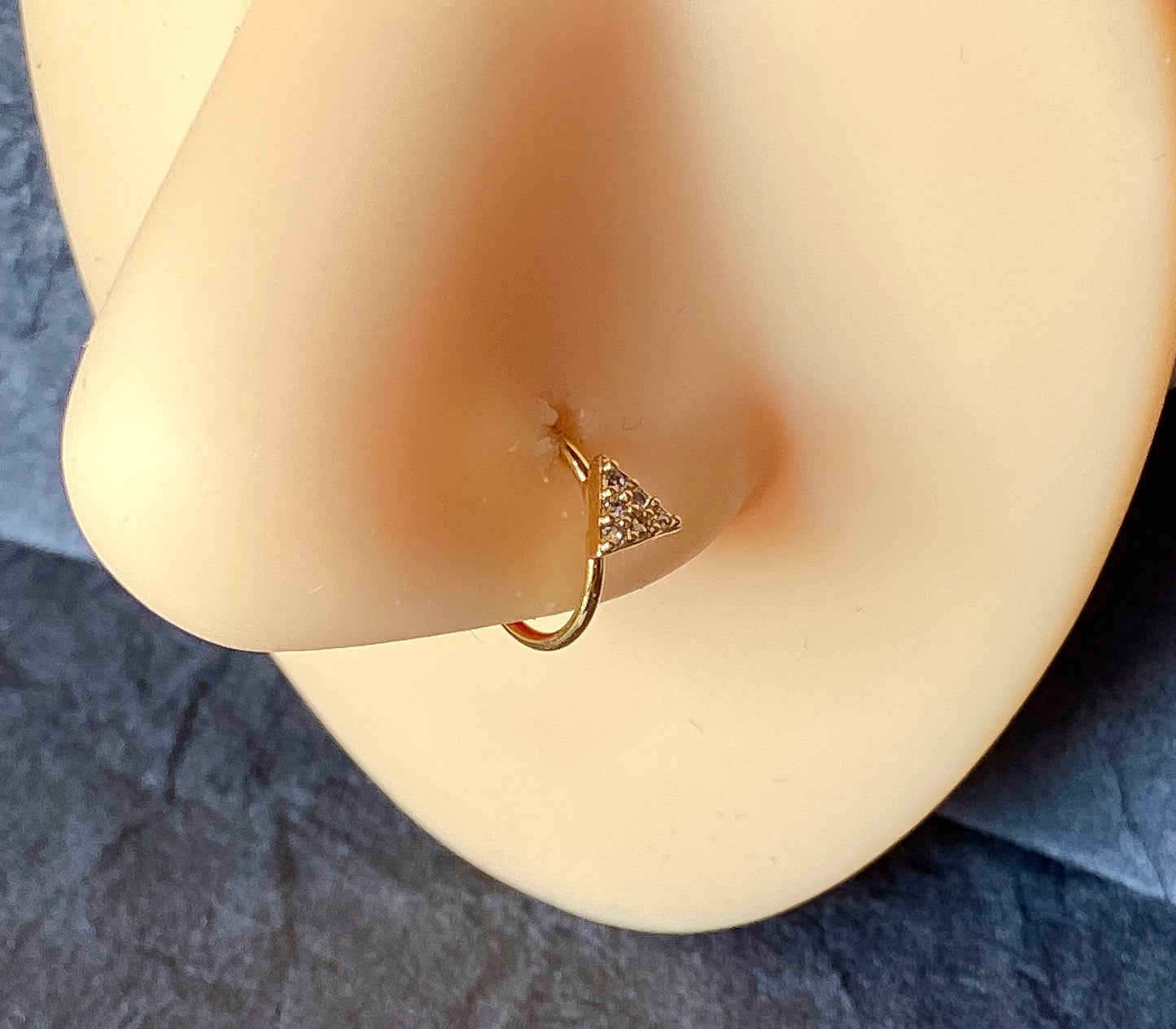 1pc Bendable Hoop / Cartilage Ring CNC Set CZ Gem Triangle for Nose, Rook, Daith