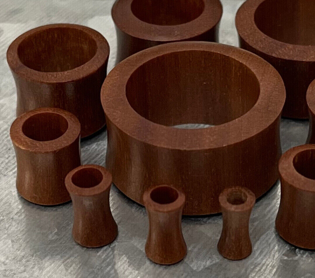 PAIR Red Saba Wood Tunnels Plugs Organic Earlets Gauges Body Jewelry