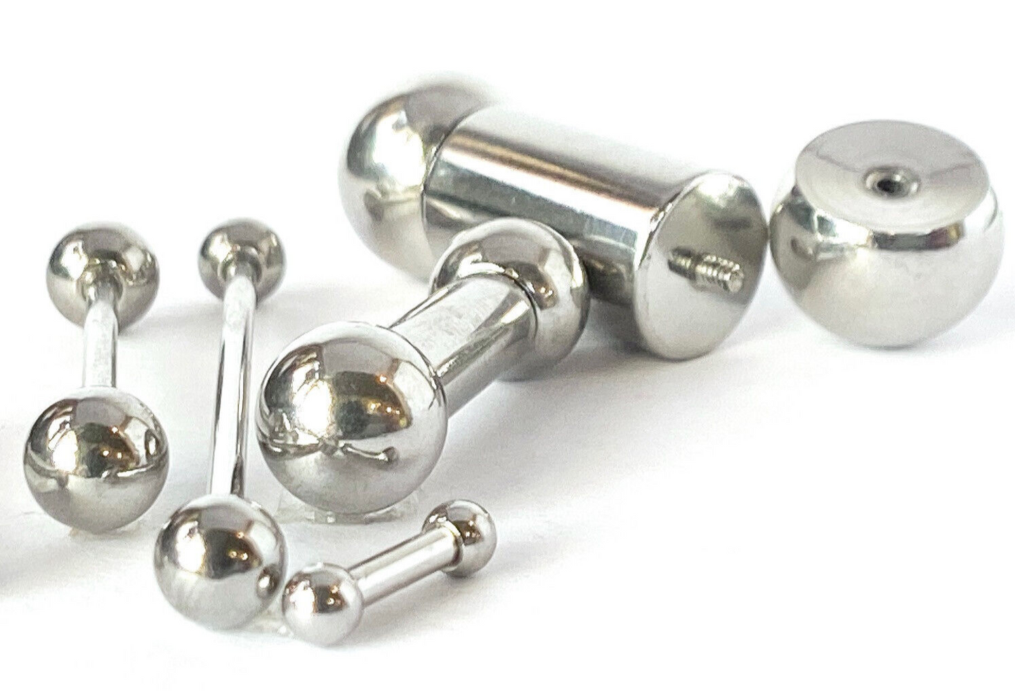 1pc 316L Surgical Steel Barbell Tongue, Nipple, Eyebrow, Industrial, Tragus Ring