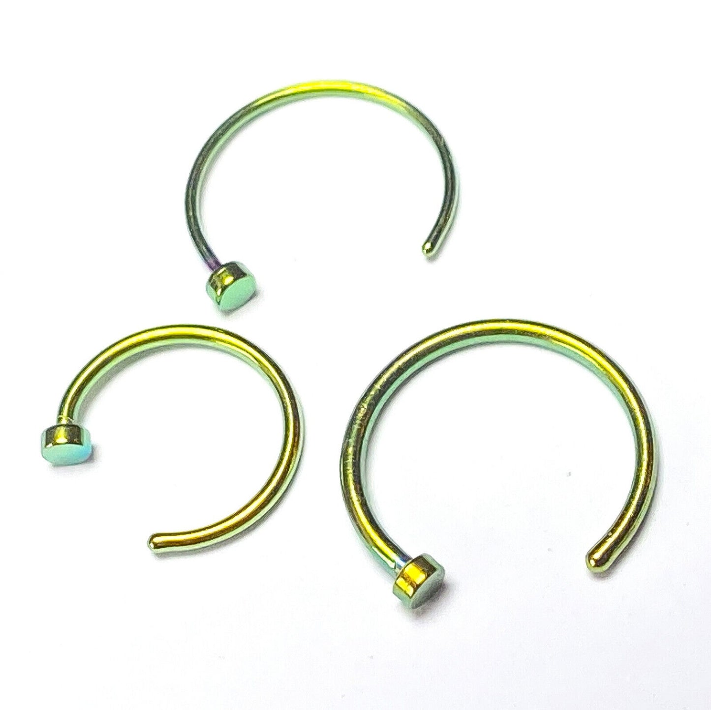 1pc Green Titanium Plated Surgical Steel Nose Hoop Jewelry 18g 20g 22g, 8mm 10mm