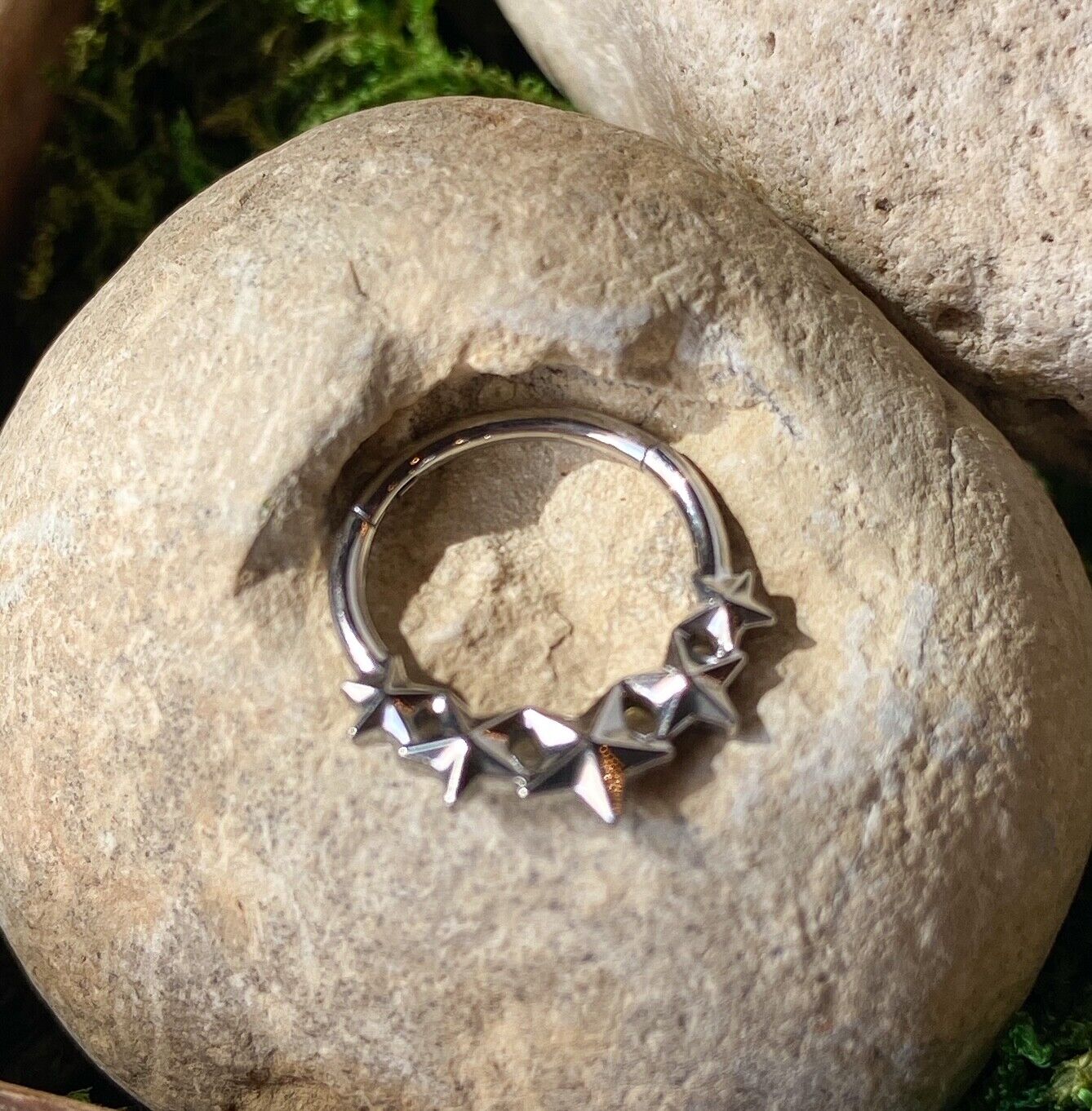 1pc Nautical Stars Hinged Segment Ring Hoop Helix Daith Septum Surgical Steel