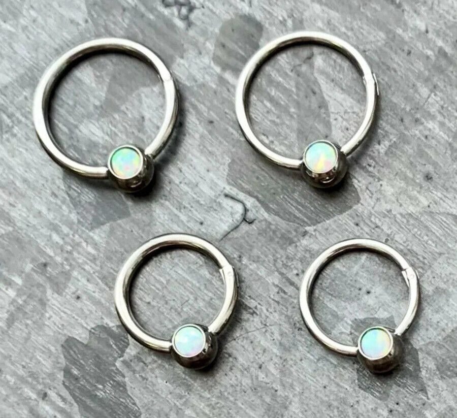 1pc Opal Ball Hinged Segment Ring Septum Clicker Captive Bead Helix Cartilage