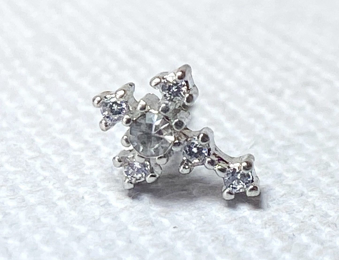 1pc CZ Gem Cross 20g Nose Ring Stud Bone 316L Surgical Steel