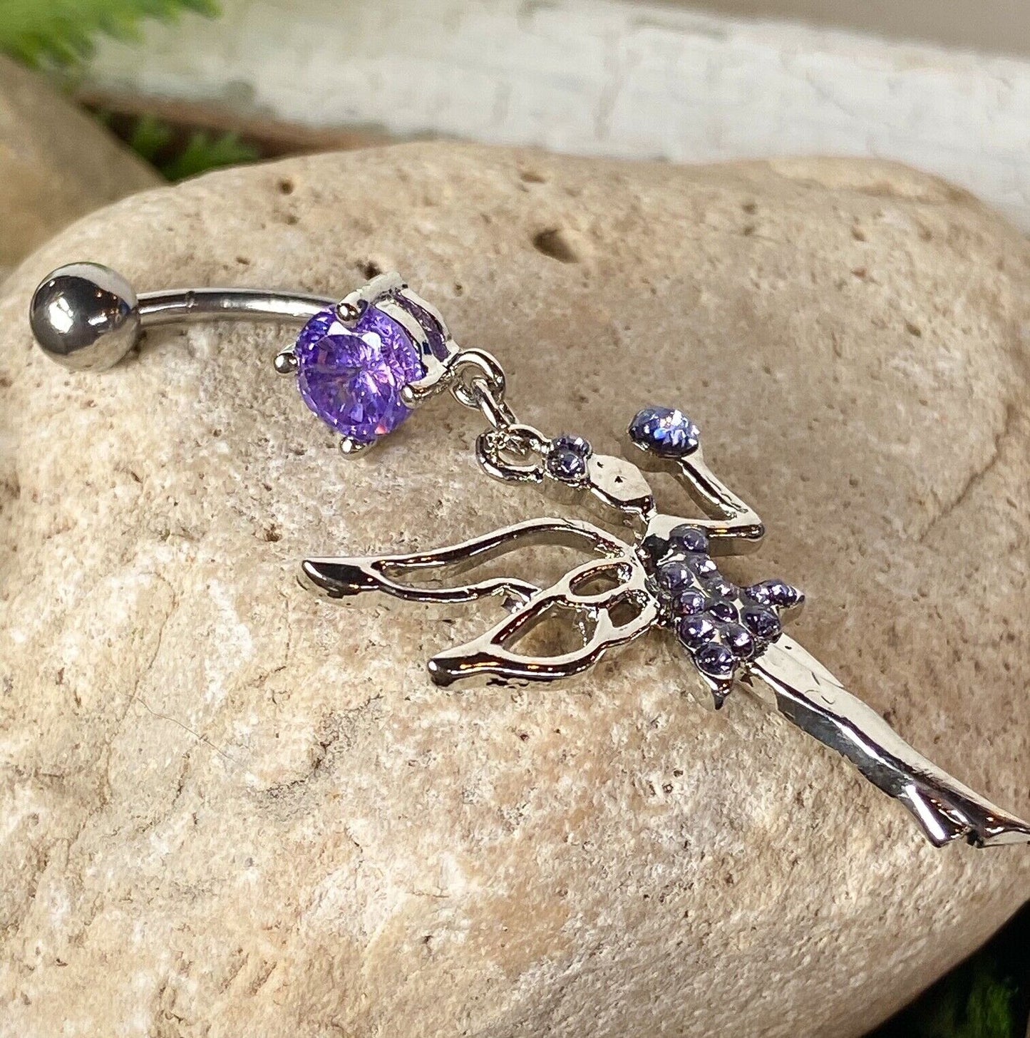 1pc Fairy Paved CZ Gem Dangle Belly Ring Navel Piercing Pierced Naval