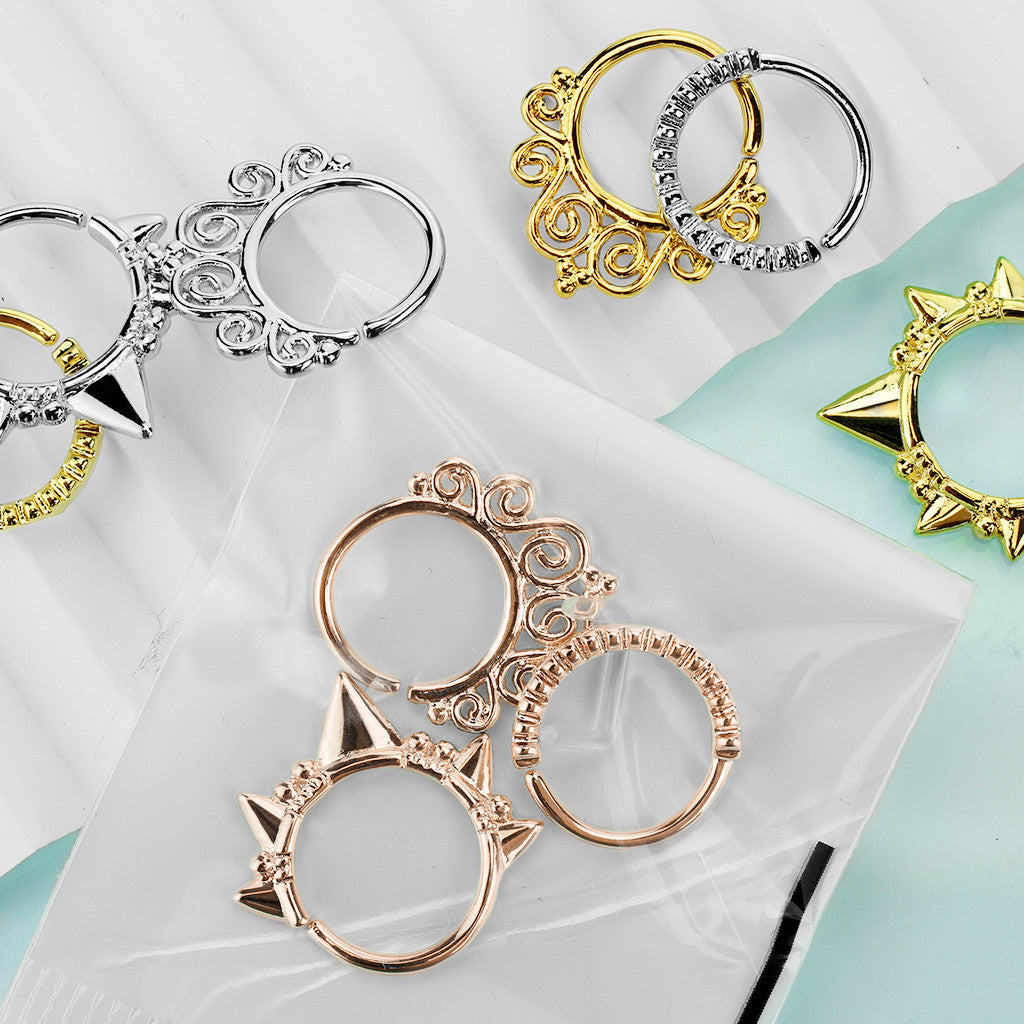 3pc Value Pack: 16g Bendable Design Septum / Cartilage Rings w/free Retainer!
