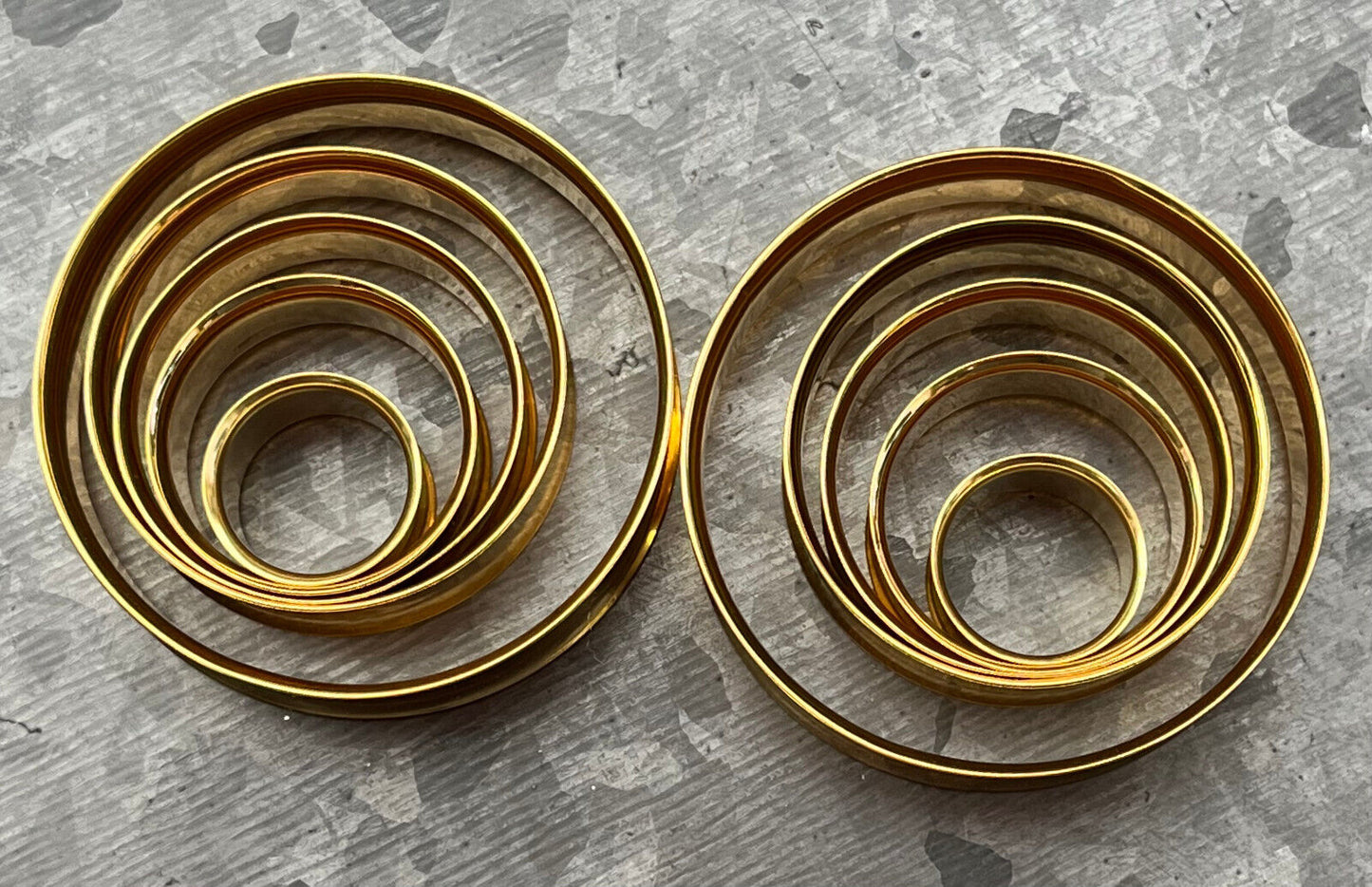 PAIR Gold Plated Double Flare Tunnels Ear Plugs Earlets Gauges