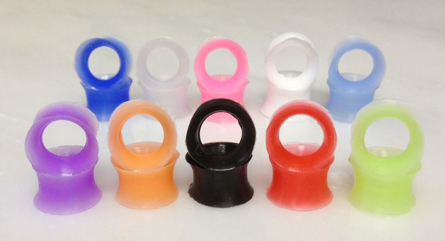 10 Pair Set of Thin Silicone Flexible Ear Skin Tunnels Earlets Plugs Gauges