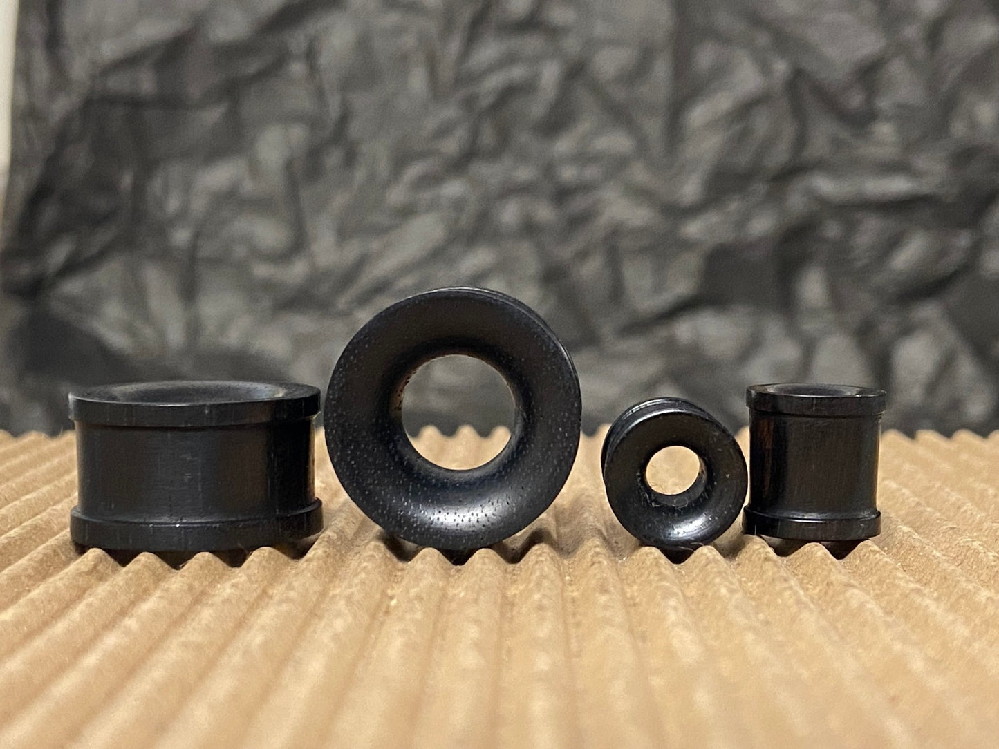PAIR Black Areng Wood Organic Spool Style Tunnels Body Jewelry Plugs