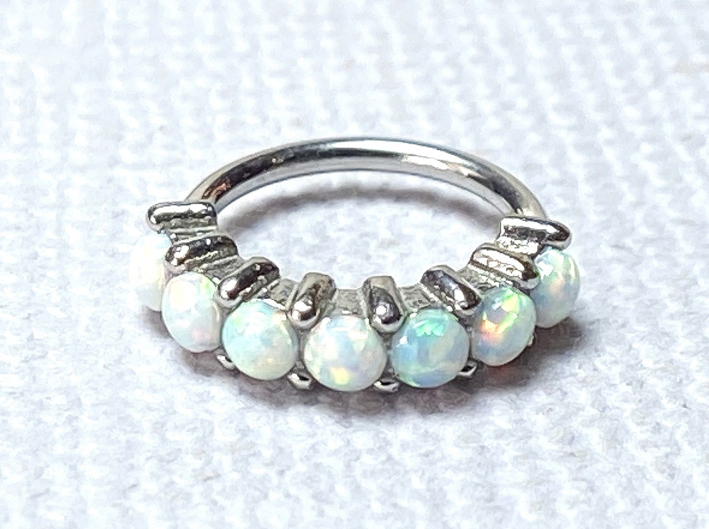 1pc Bendable 7 Opal Hoop Ring Nose Eyebrow Cartilage Rook Daith Helix Tragus