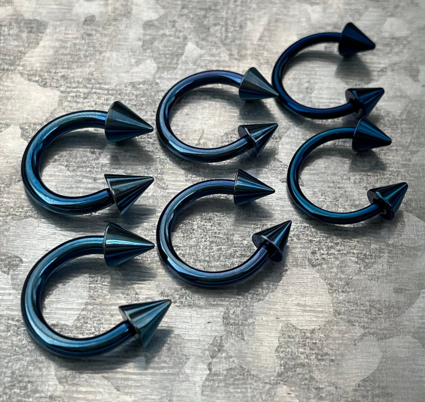 PAIR Titanium Spiked Circular Barbells Horseshoe Septum, Eyebrow, Nipple Rings