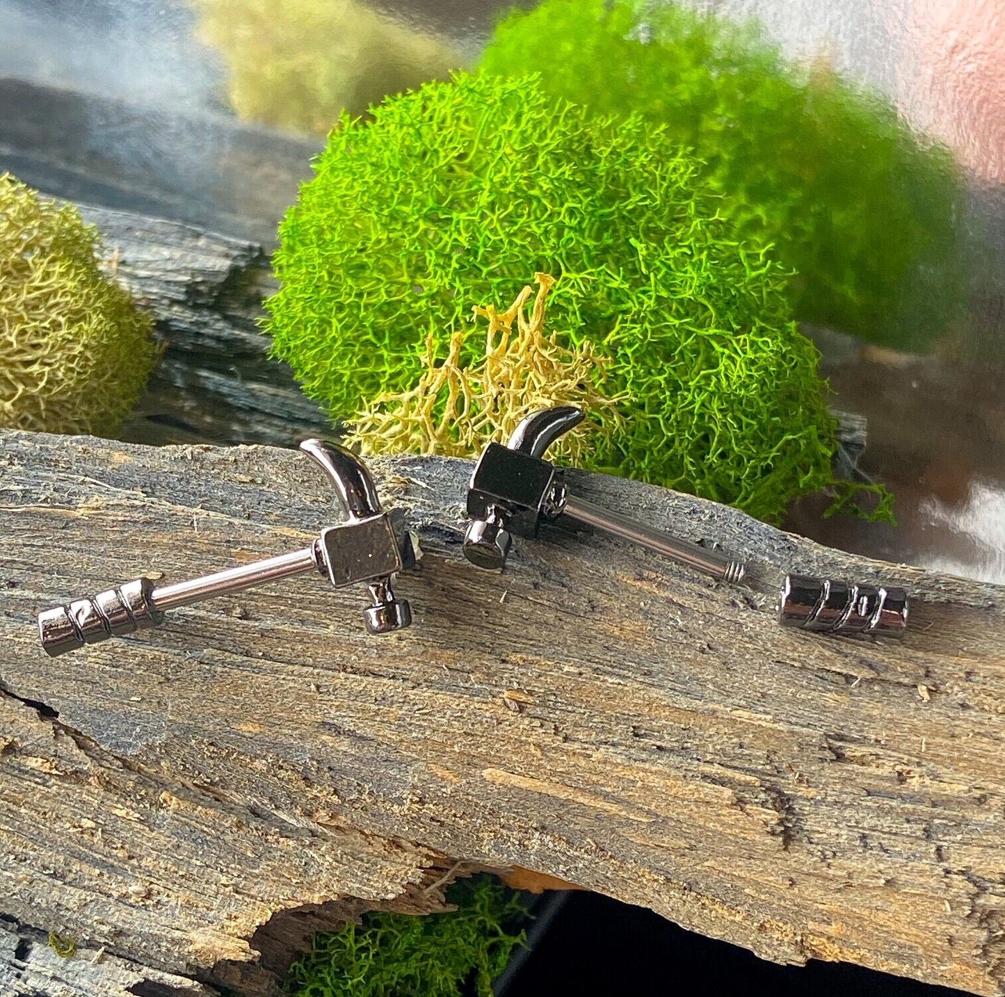 PAIR Claw Hammer Shape Nipple Shields Rings Steel Barbells Piercing Body Jewelry