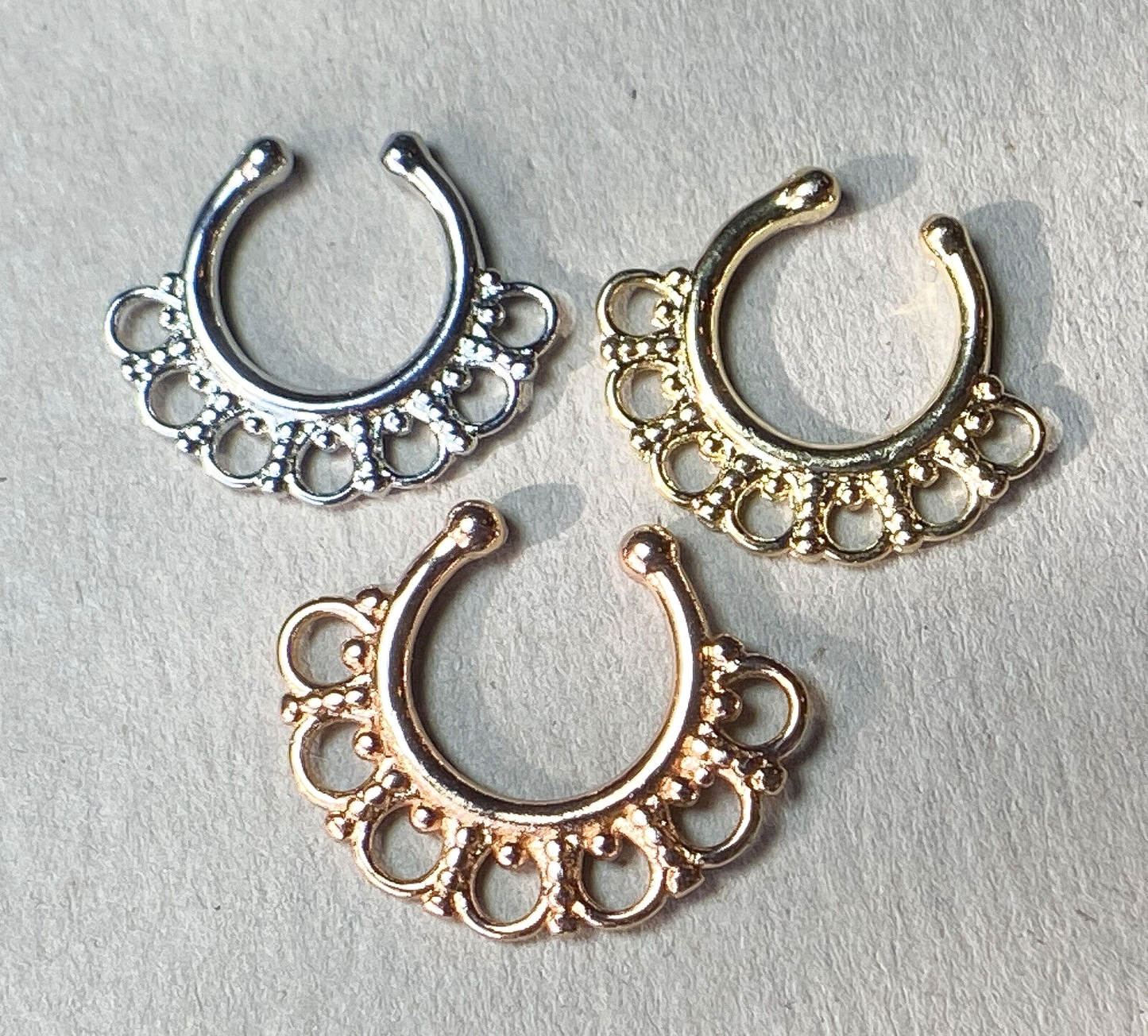 1pc Non-Piercing Tribal Fan Septum Hanger Clip-On Fake Nose Ring Body Jewelry