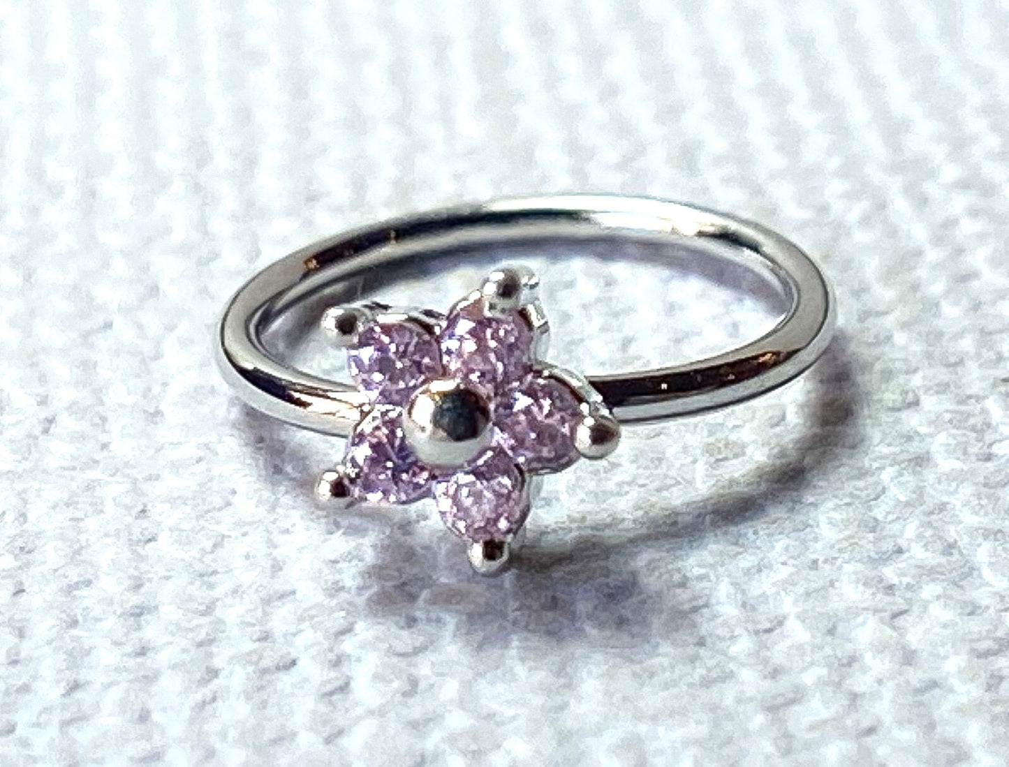 1pc CZ Gem Flower Nose Hoop / Cartilage Ring Rook Daith Helix Tragus