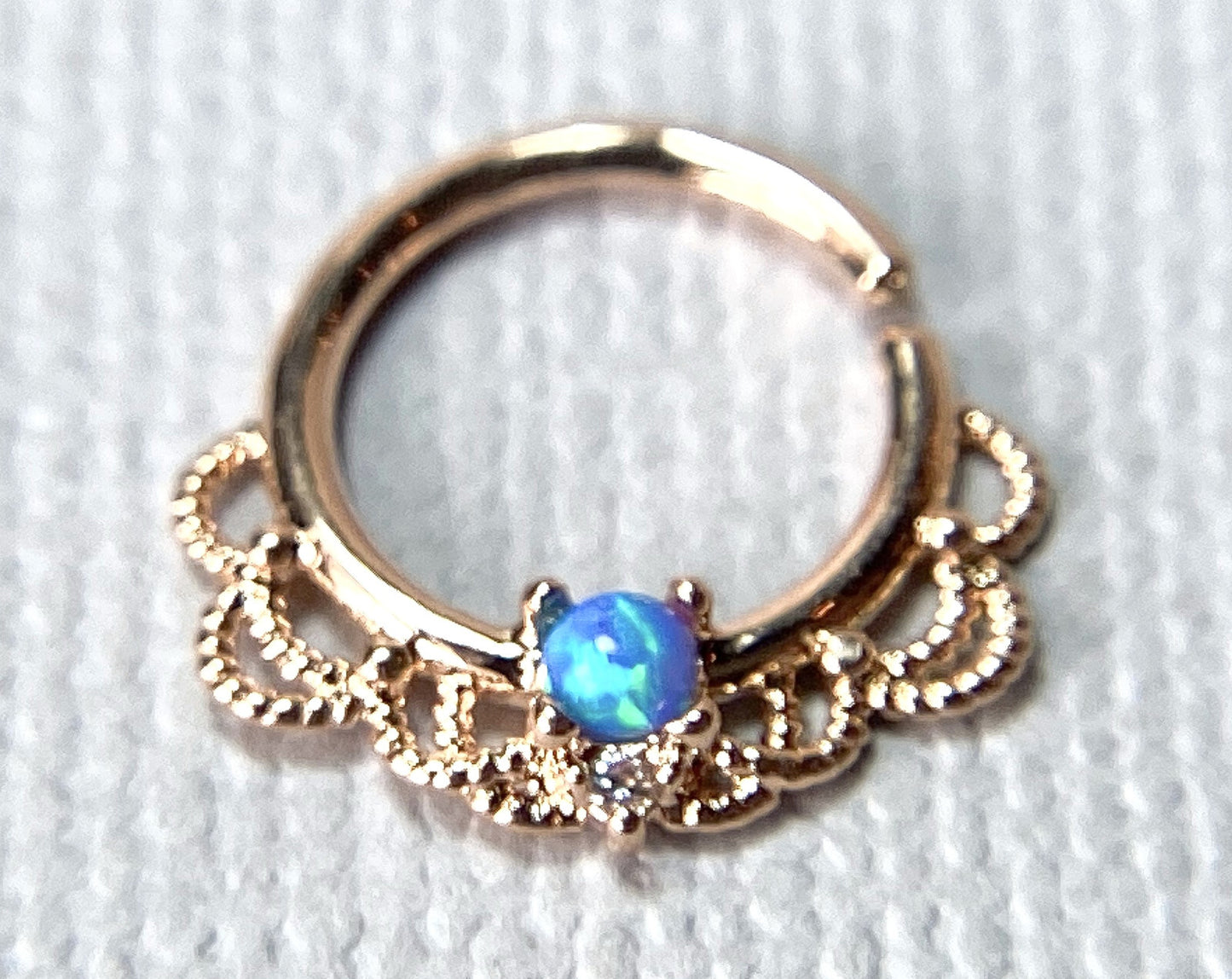 1pc Opal Filigree Hoop Ring for Nose Septum Daith Rook Tragus Ear Cartilage