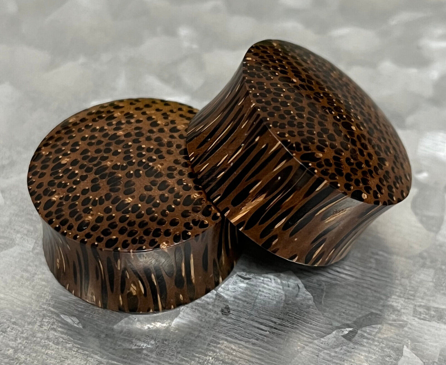 PAIR Palm Wood Convex / Concave Plugs Organic Gauges Tunnels Body Jewelry - Only 7/8" Left In Stock!