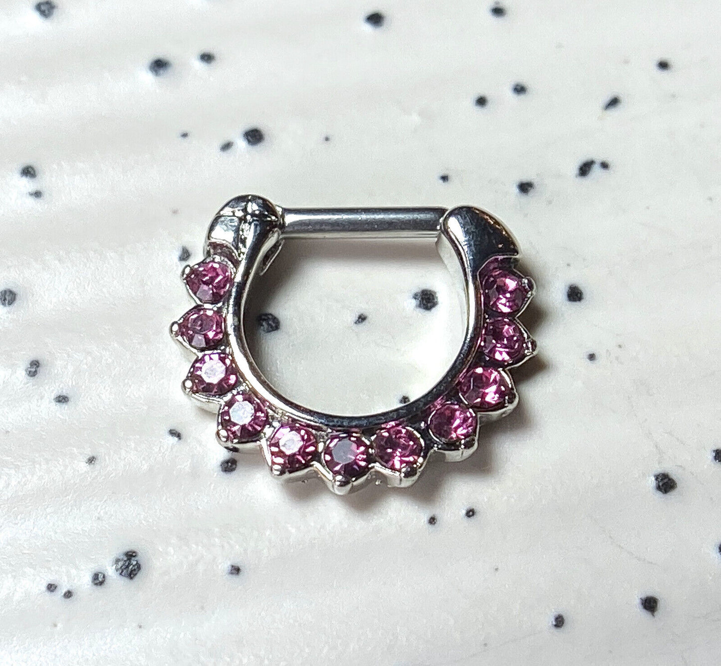 1pc Paved 11-Gem Septum Clicker 316L Surgical Steel 16g Nose Ring