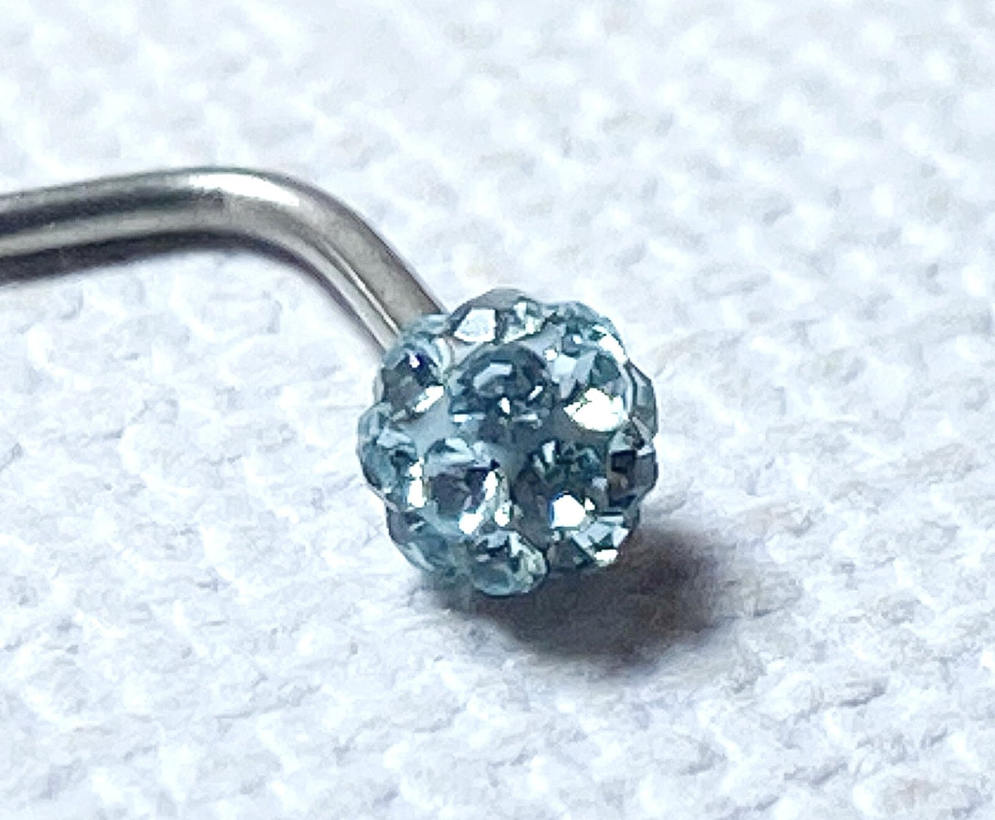 1pc Ferido Gem Ball L-Bend / Shape 20g Nose Ring Stud Screw 316L Surgical Steel