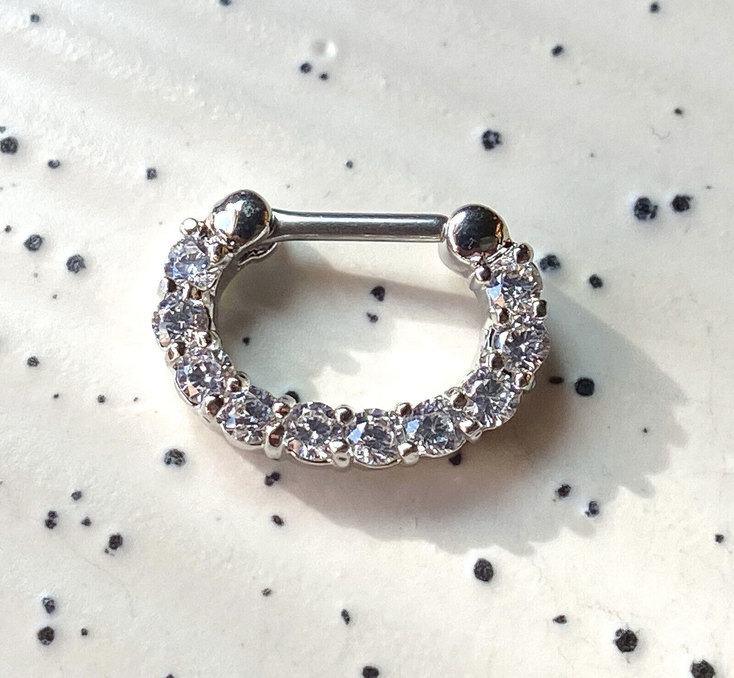 1pc Ten Gem Septum Clicker Ring 316L Surgical Steel 16 gauge