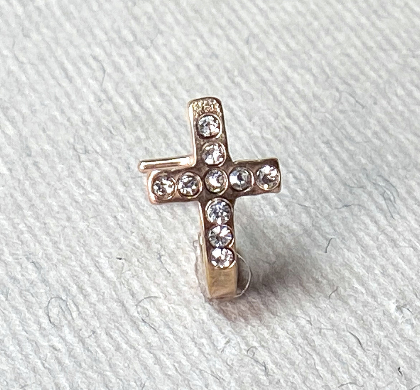 1pc Crystal Paved Cross L-Bend 20g Nose Ring Stud Screw 316L Surgical Steel