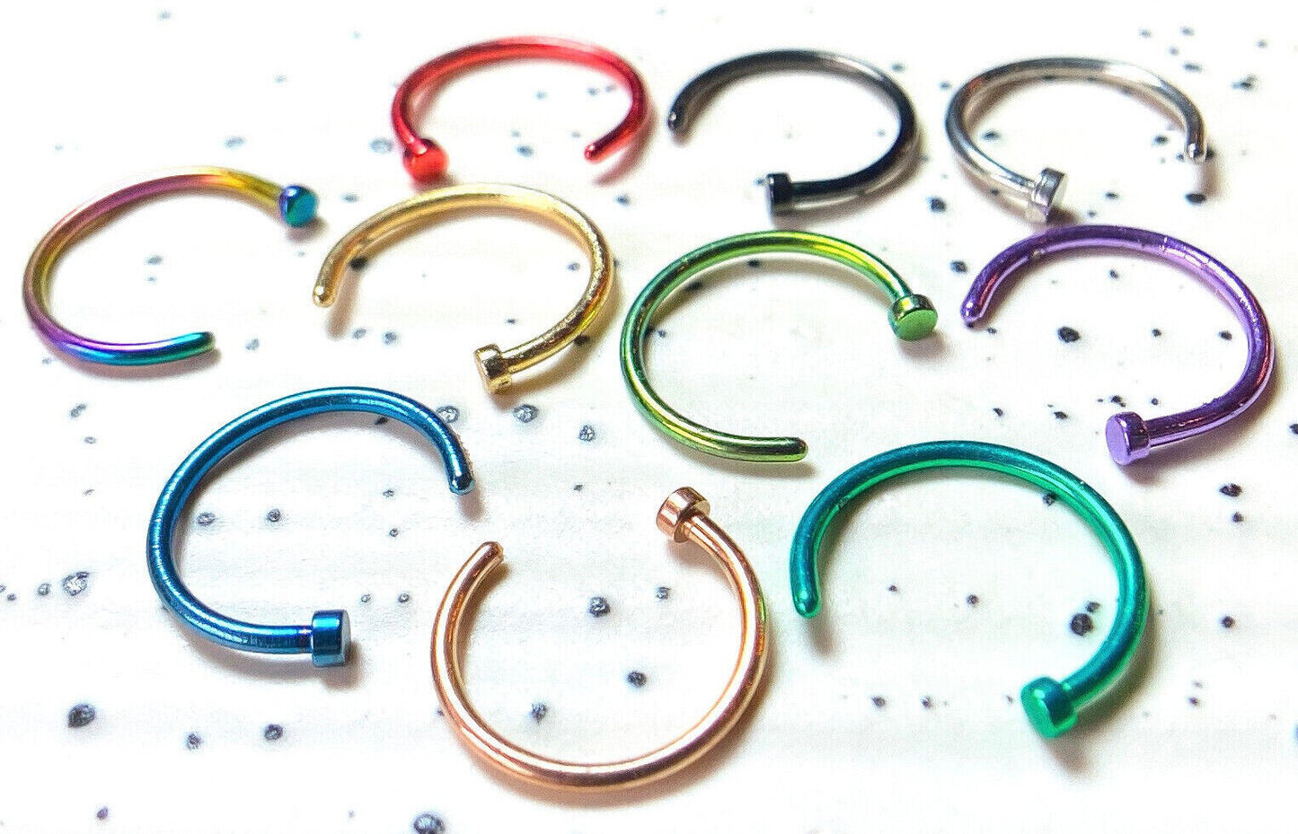 1pc Metallic Green Plated Surgical Steel Nose Hoop Jewelry 18g 20g, 8mm 10mm