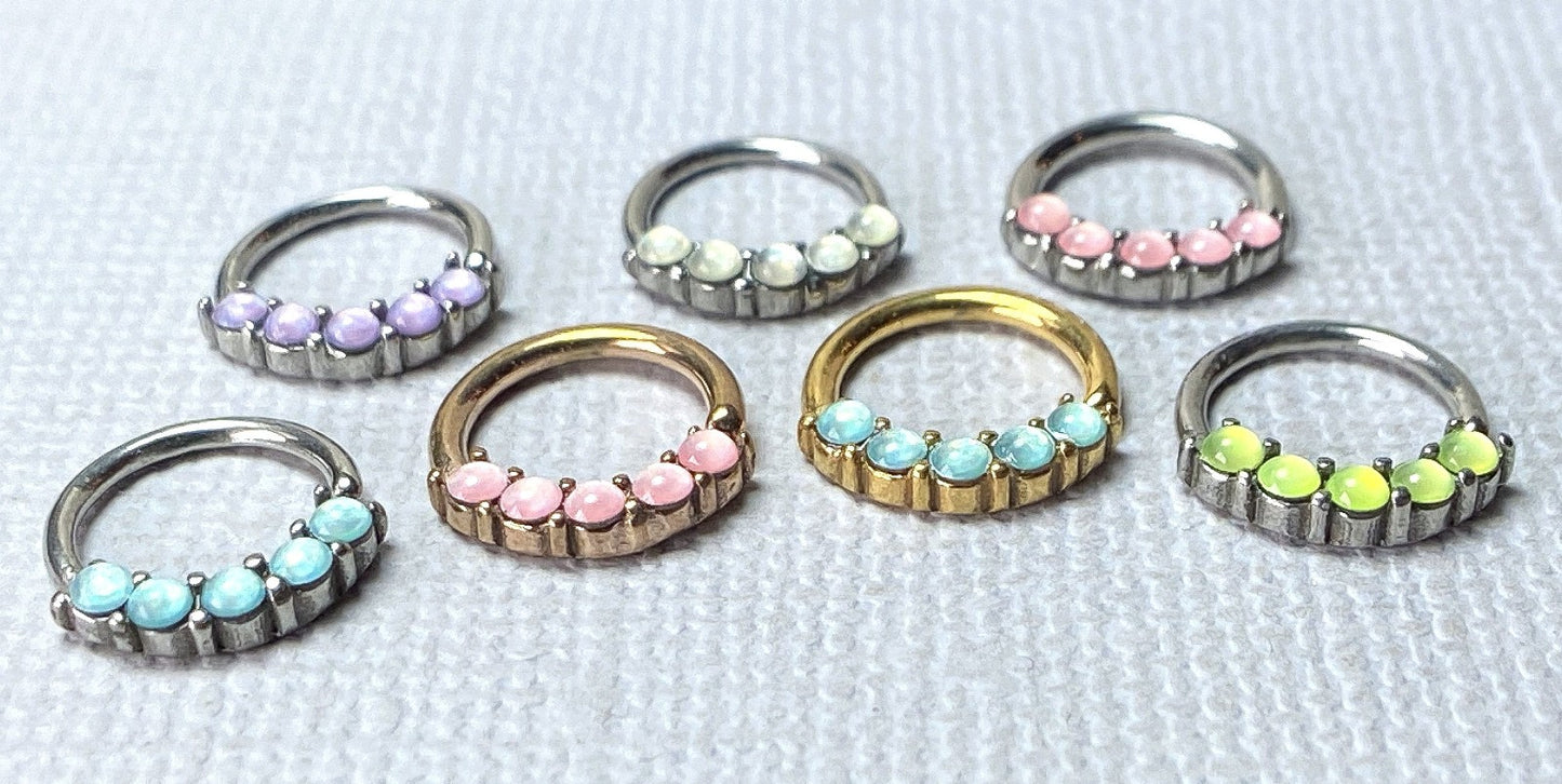 1pc Bendable 5 Illuminating Stone Hoop Septum Ring Cartilage Daith Helix Tragus