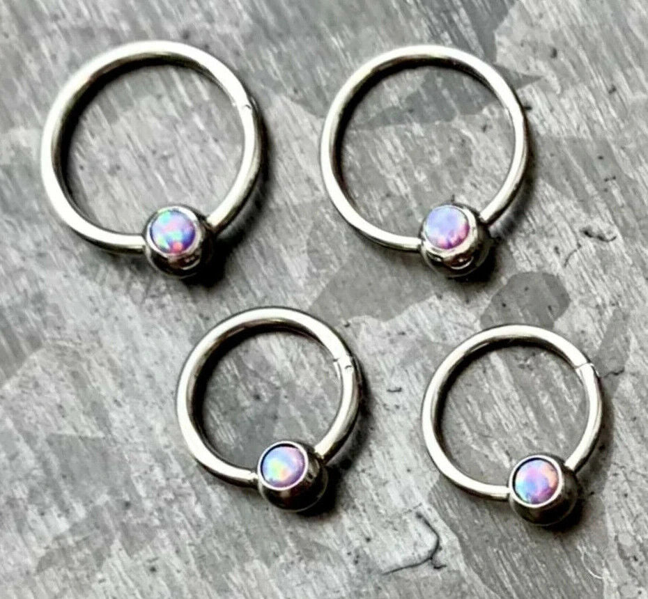 1pc Opal Ball Hinged Segment Ring Septum Clicker Captive Bead Helix Cartilage