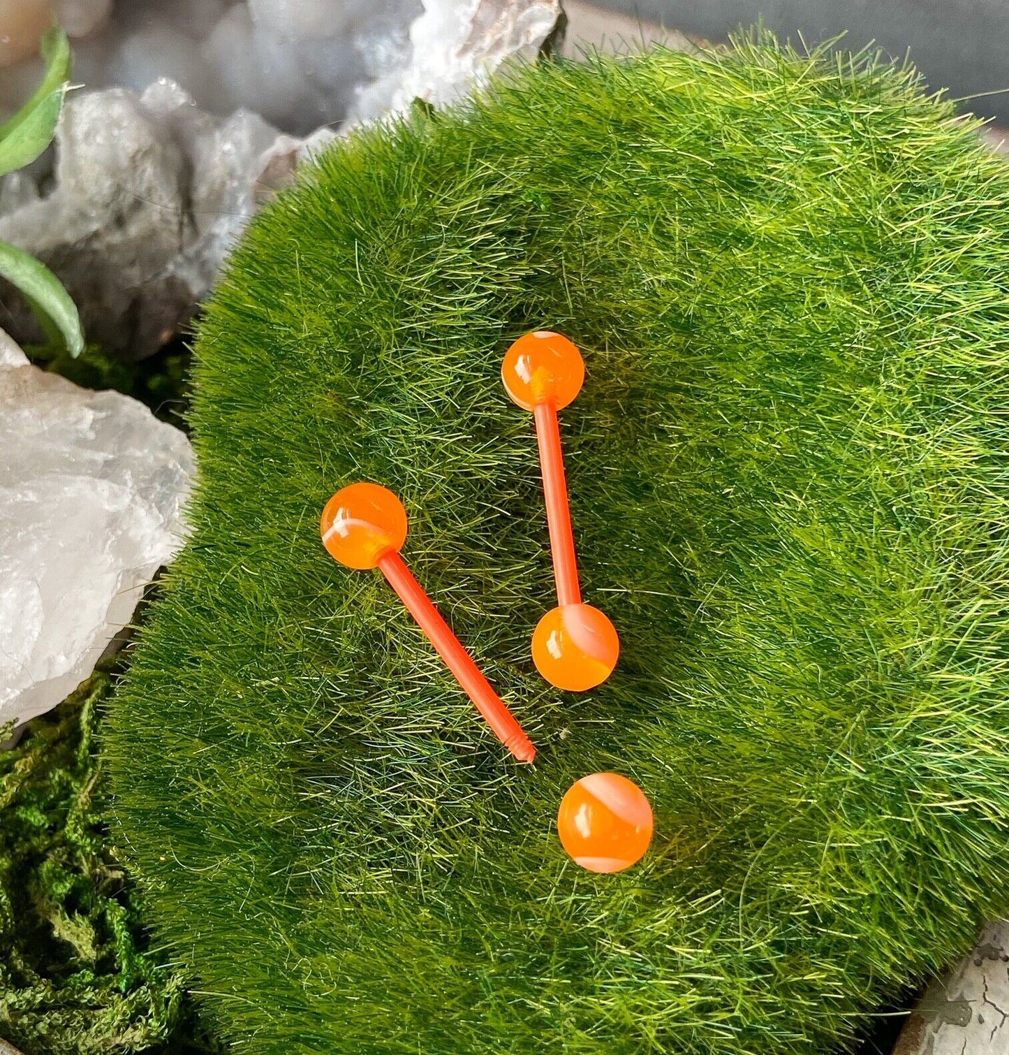 PAIR Flexible Barbell Nipple or Tongue Rings PTFE Marble Marbled NO METAL