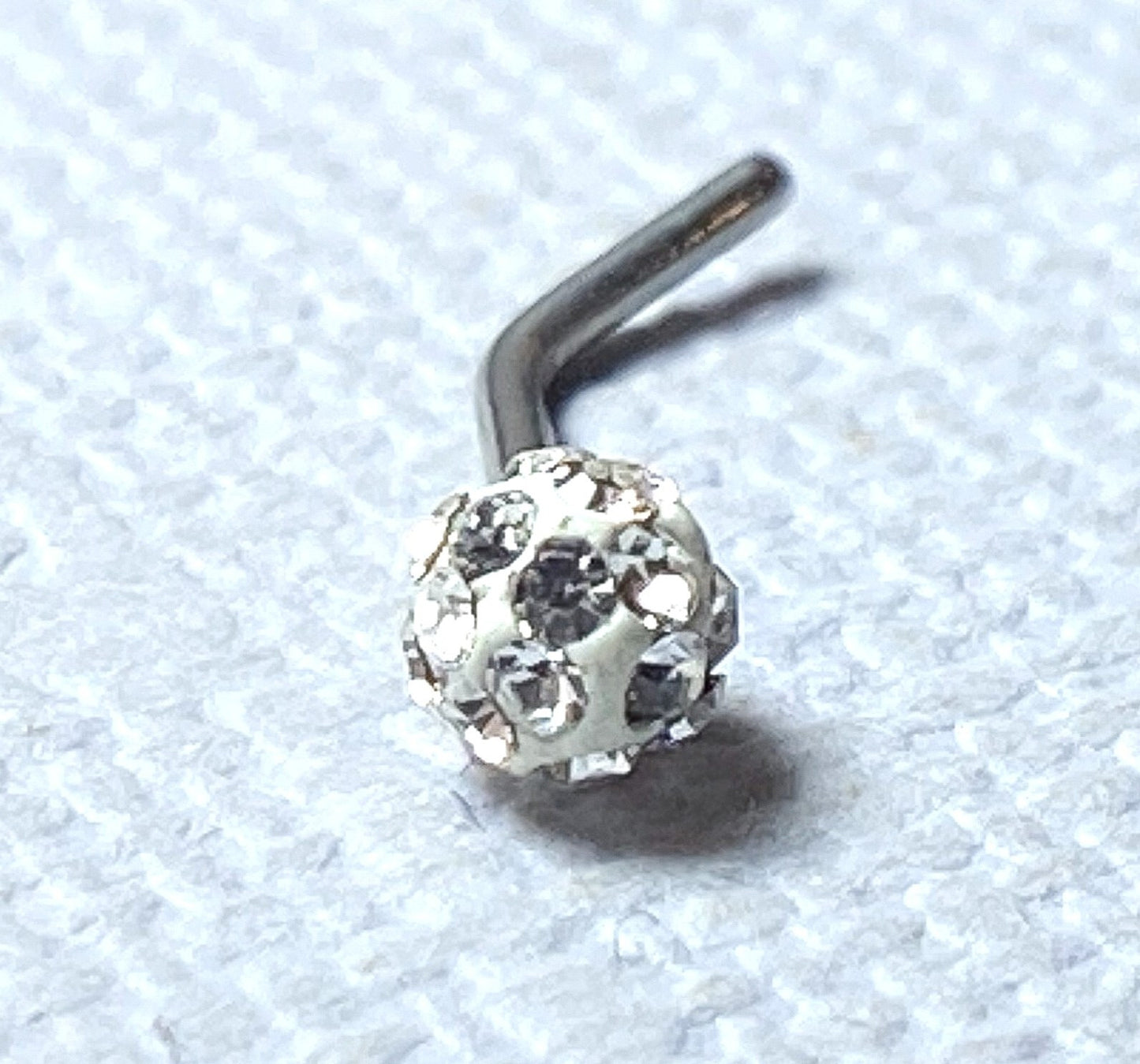 1pc Ferido Gem Ball L-Bend / Shape 20g Nose Ring Stud Screw 316L Surgical Steel