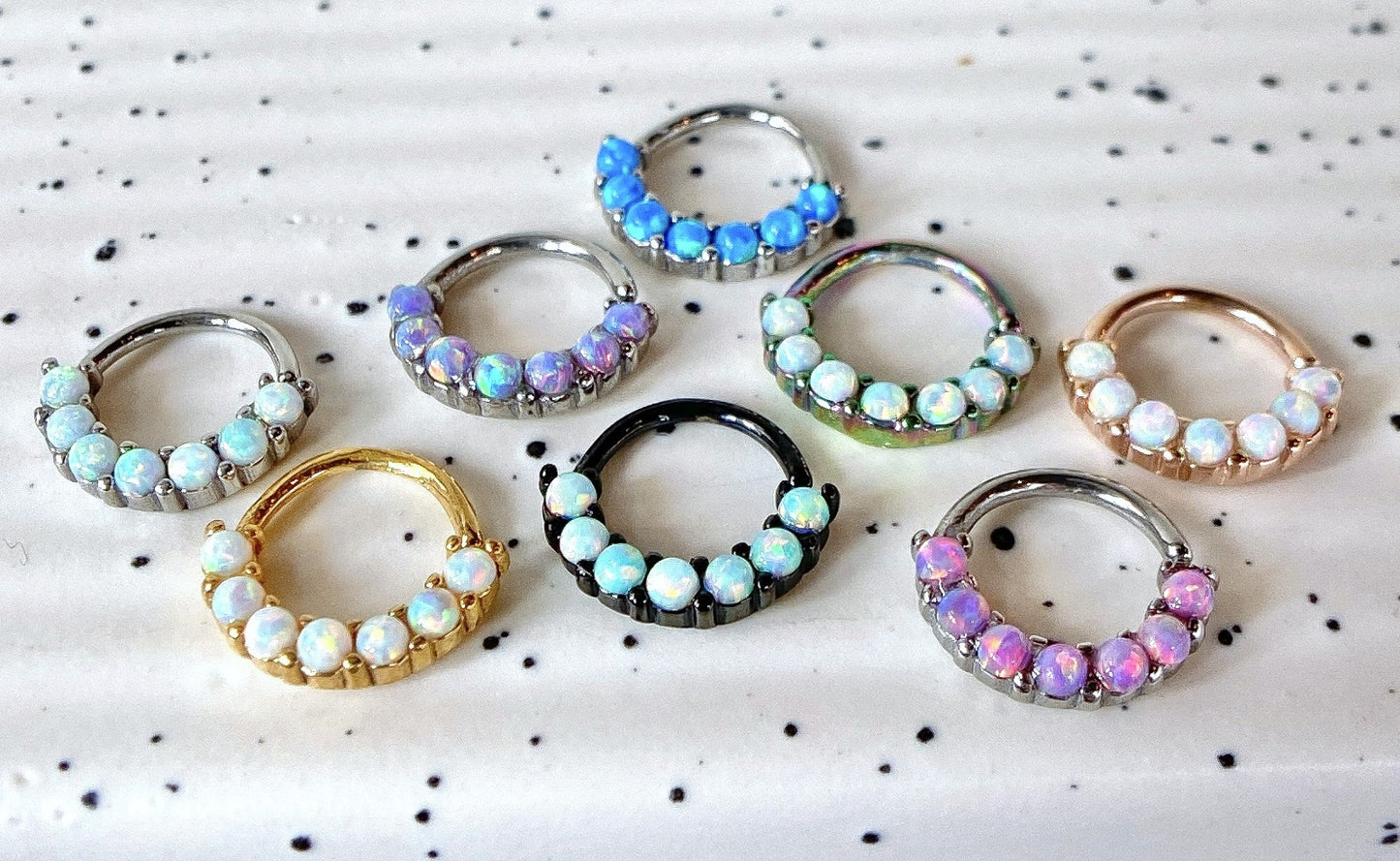 1pc Bendable 7 Opals Front Facing Hoop Septum Ring Cartilage Daith Helix Tragus
