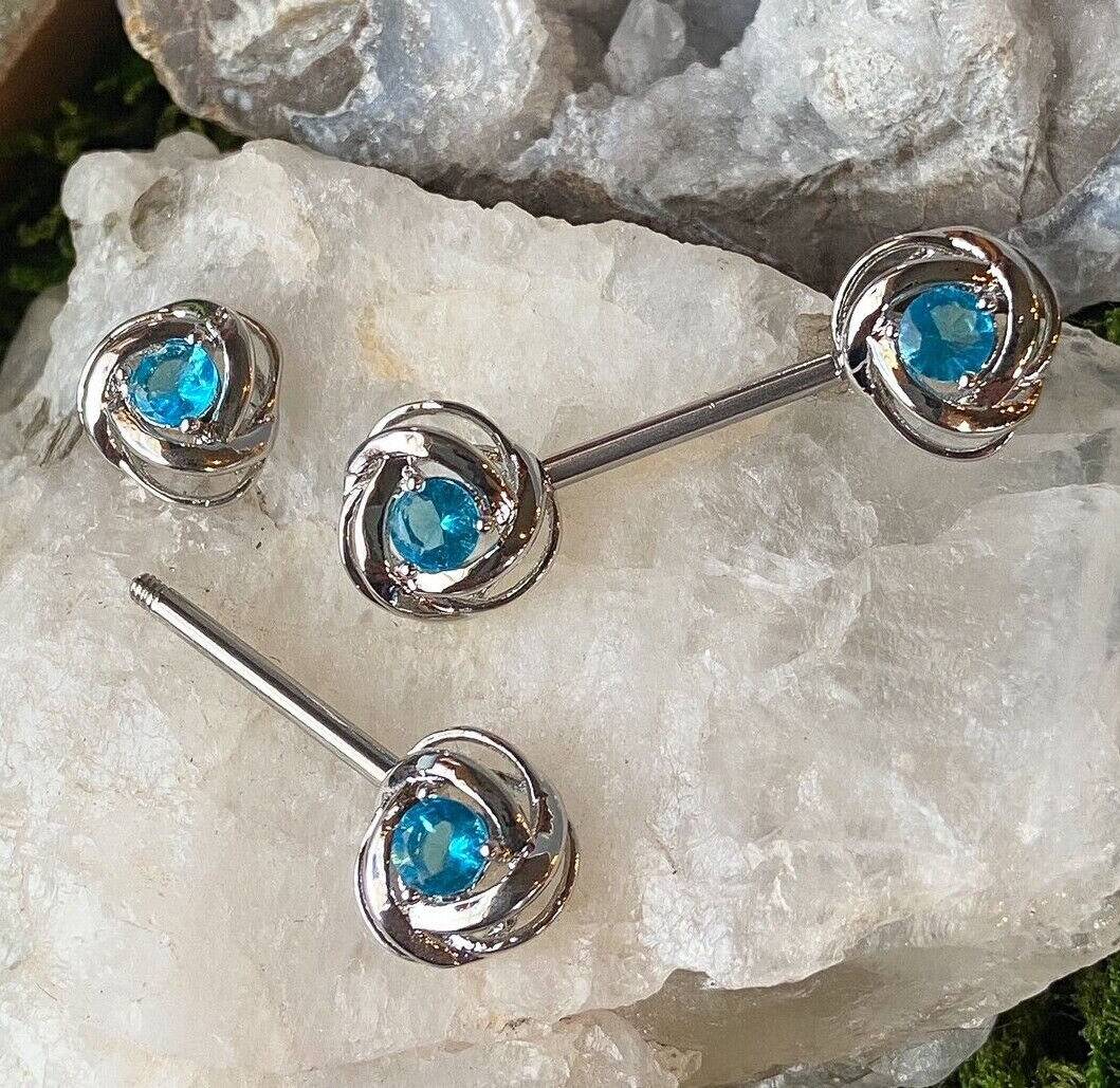 PAIR CZ Center Rose Blossom Ends Nipple Rings Shields Body Piercing Jewelry