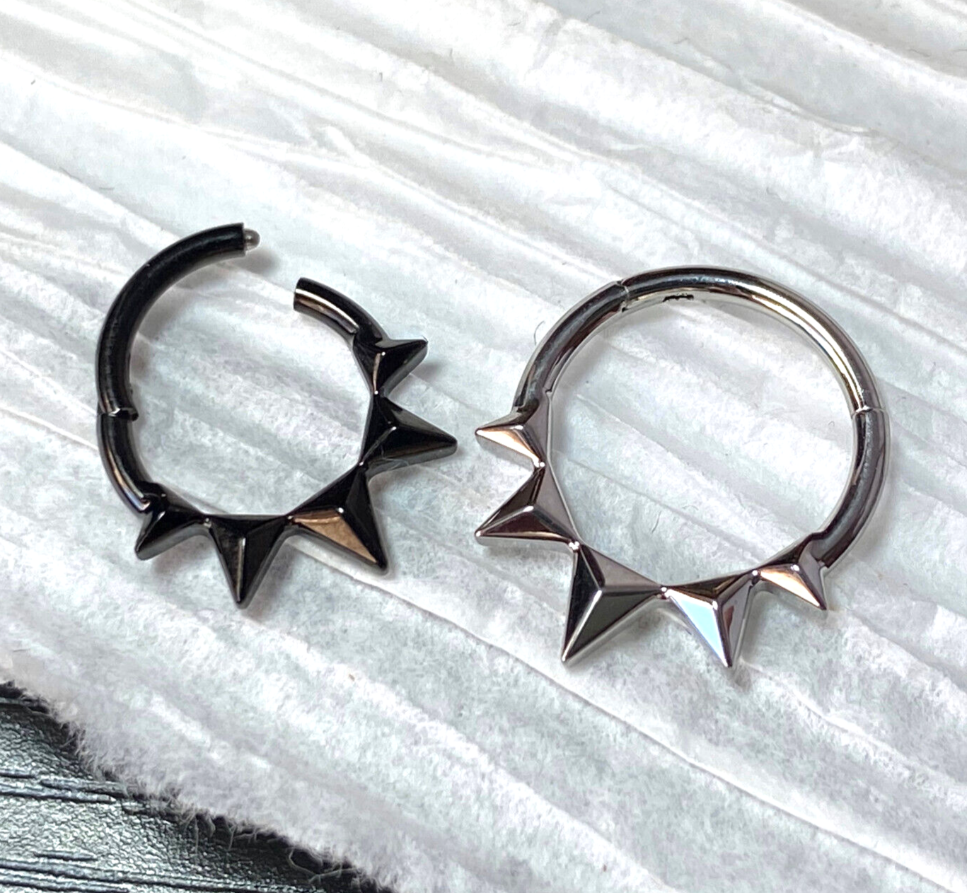 1pc Faceted Triangles Hinged Segment Ring Surgical Steel Septum Hoop Helix Daith