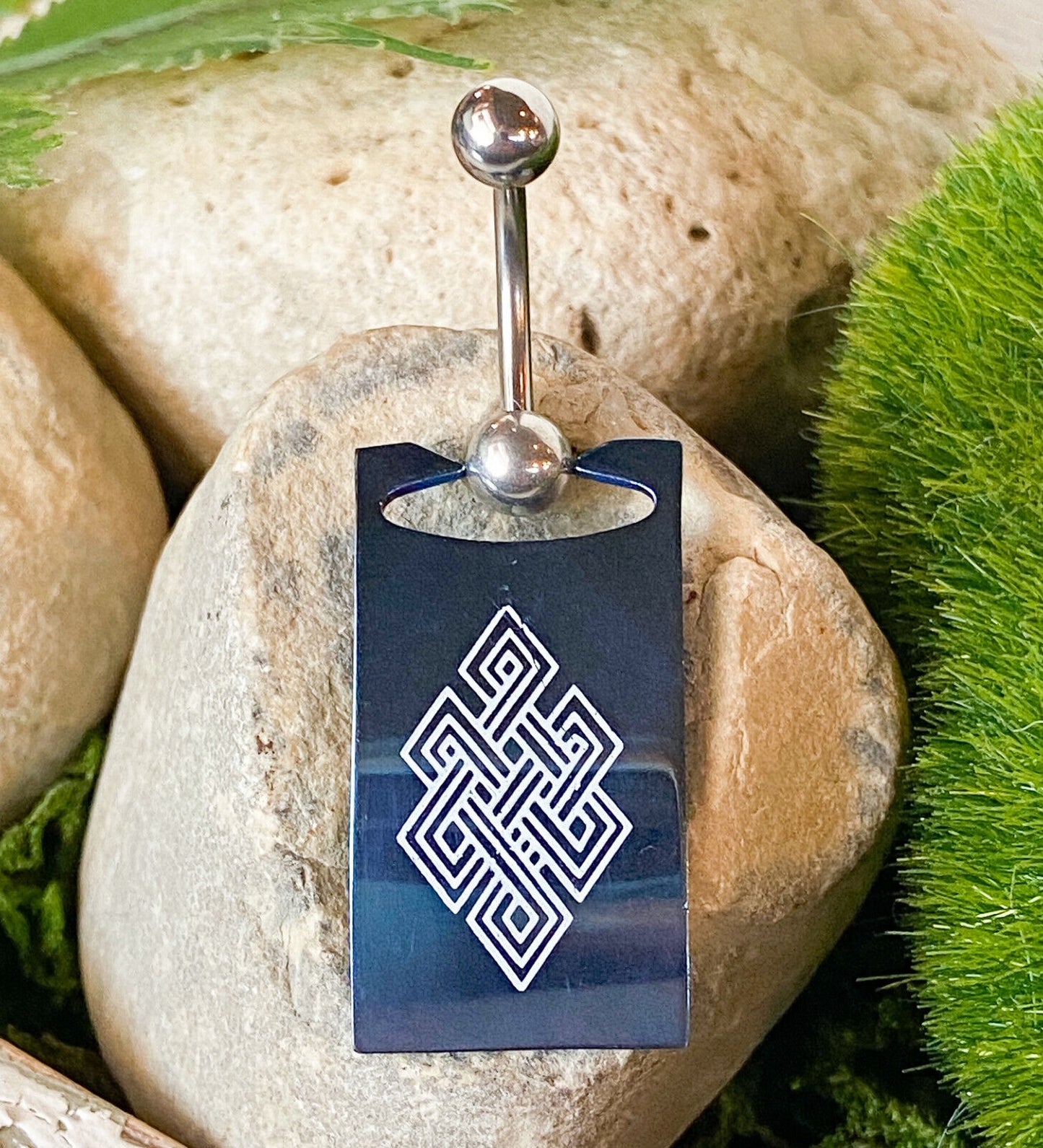 Blue Shield W/ Design Belly Ring Navel Piercing Pierced Naval Body Jewelry