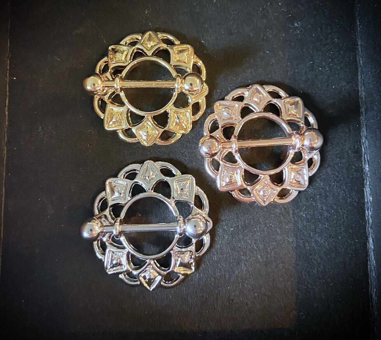 PAIR Tribal Shield Nipple Rings Shields 14g Pierced Body Piercing Jewelry