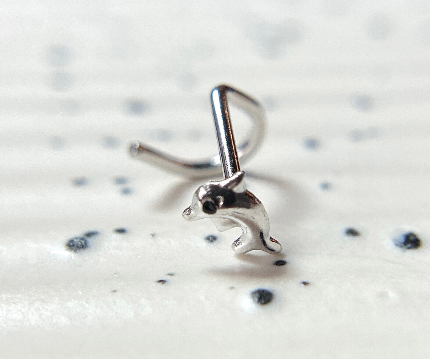 Dolphin Nose Ring .925 Sterling Silver Screw 20g Nostril Piercing Body Jewelry