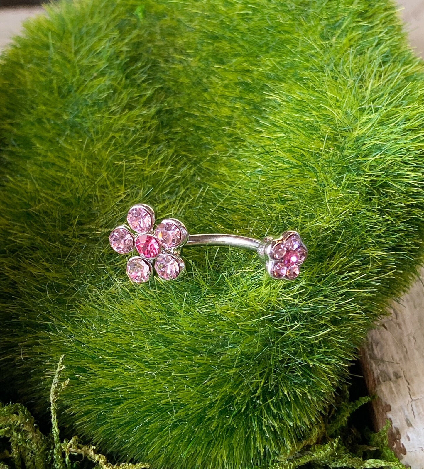 1pc Flower Double Gem Belly Ring Navel Piercing Pierced Naval Body Jewelry