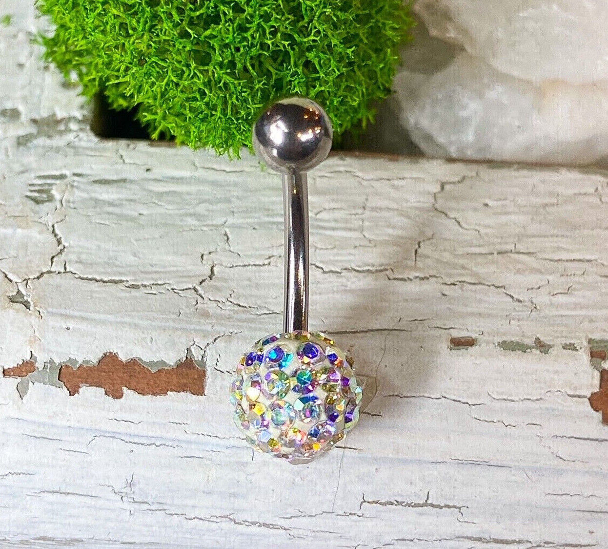 1pc Ferido Gem Ball Belly Ring Navel Piercing Pierced Naval Body Jewelry