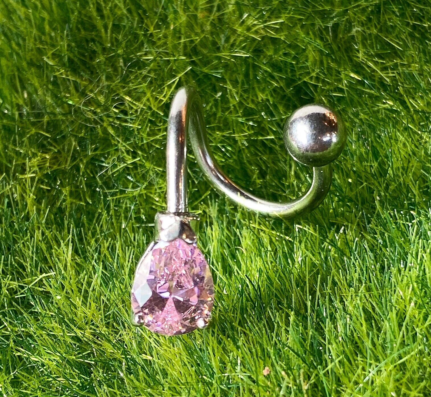 Teardrop Twist CZ Gem Belly Ring Navel Naval Clear, Pink, Purple