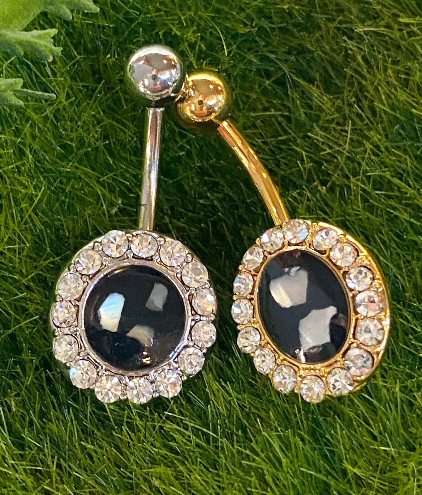 1pc Crystal Paved Edge w/ Mother of Pearl Inlaid Belly Pierced Navel Ring