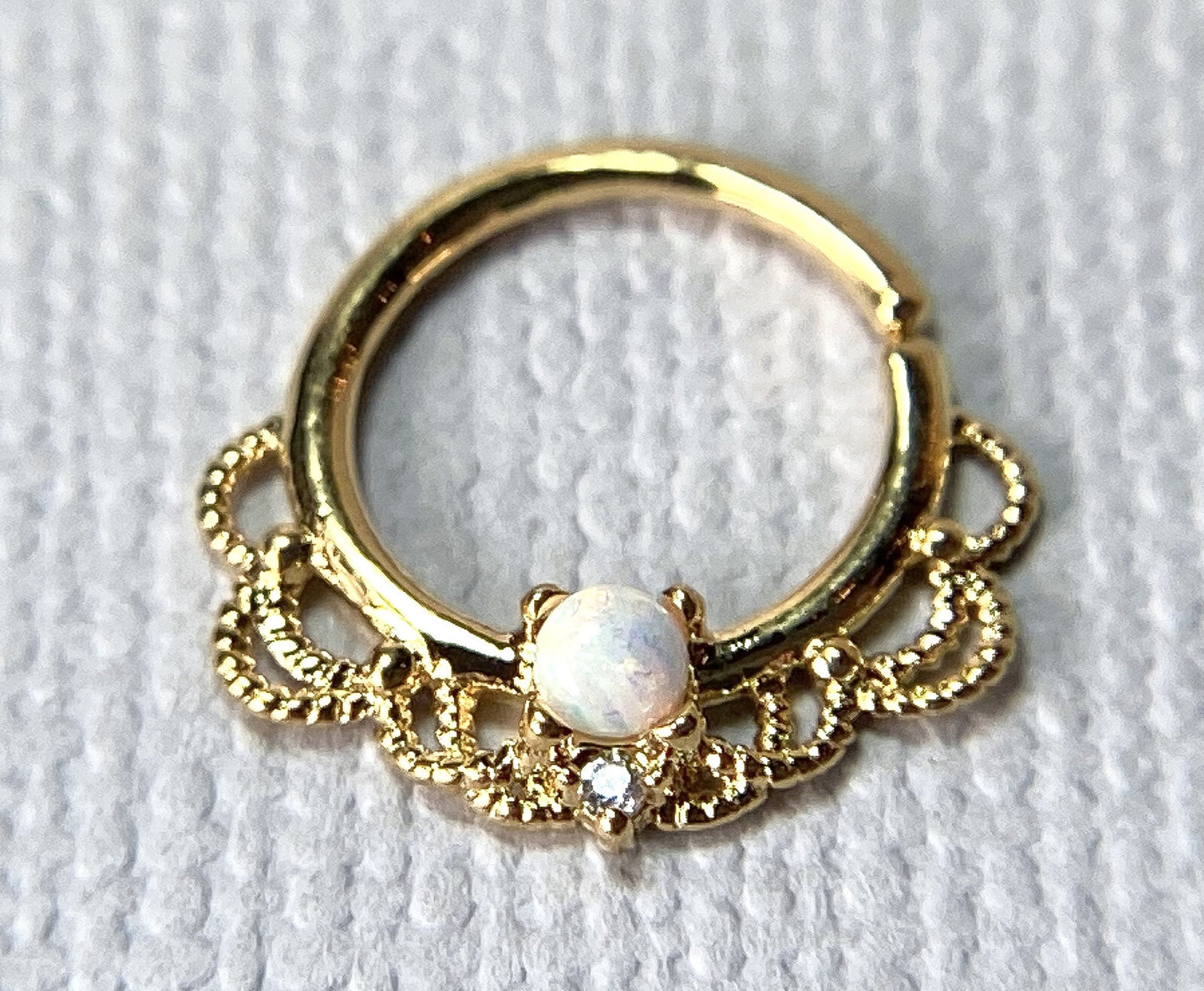 1pc Opal Filigree Hoop Ring for Nose Septum Daith Rook Tragus Ear Cartilage