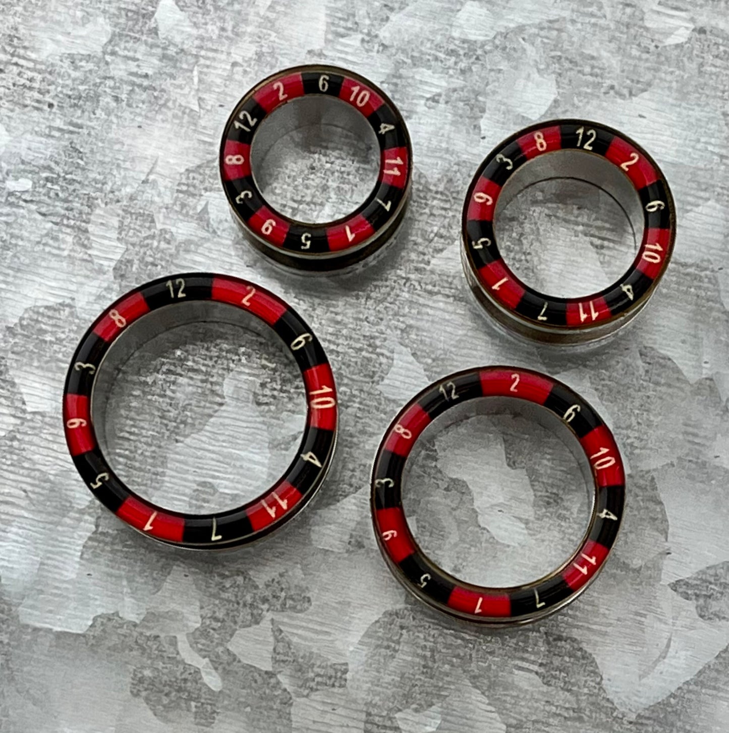 PAIR Roulette Wheel Rim 316L Surgical Steel Tunnels Vegas Gambling Plugs Gauges