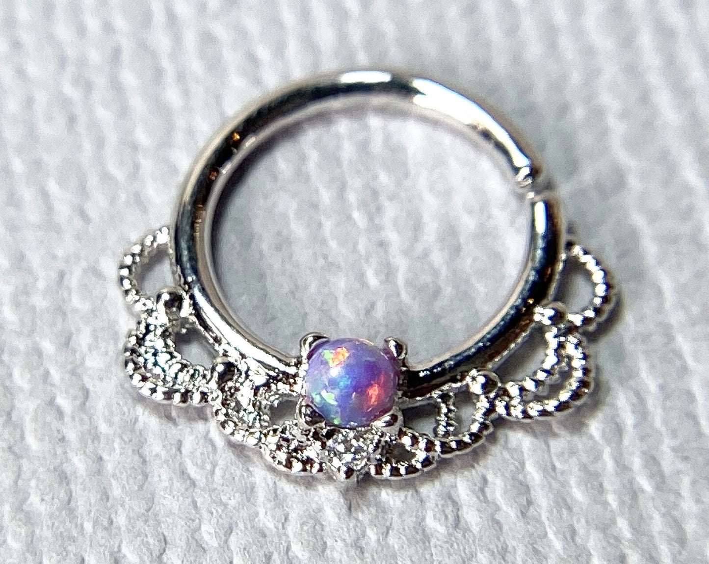 1pc Opal Filigree Hoop Ring for Nose Septum Daith Rook Tragus Ear Cartilage