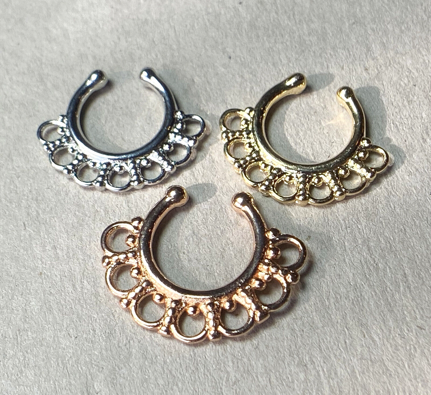 1pc Non-Piercing Tribal Fan Septum Hanger Clip-On Fake Nose Ring Body Jewelry