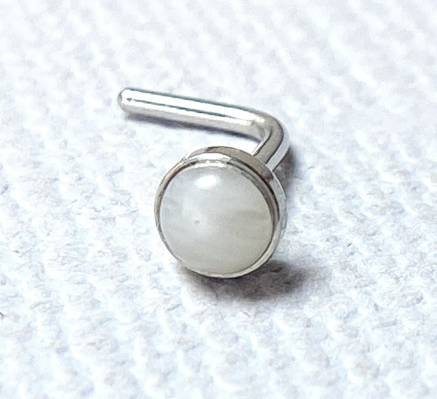 1pc Semi-Precious Stone Set 20g L-Bend Nose Ring Stud Screw 316L Surgical Steel