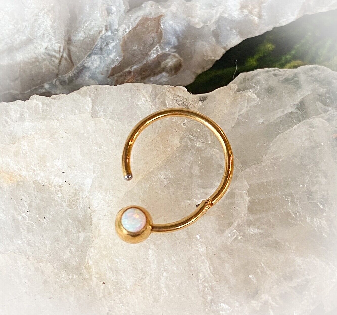 1pc Opal Ball Hinged Segment Ring Septum Clicker Captive Bead Helix Cartilage