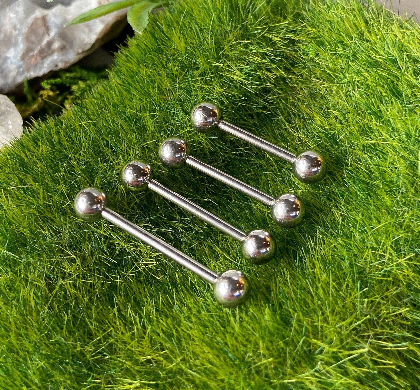 PAIR of Titanium Ion Plated Nipple or Tongue Ring Barbells 12mm 14mm 16mm 19mm