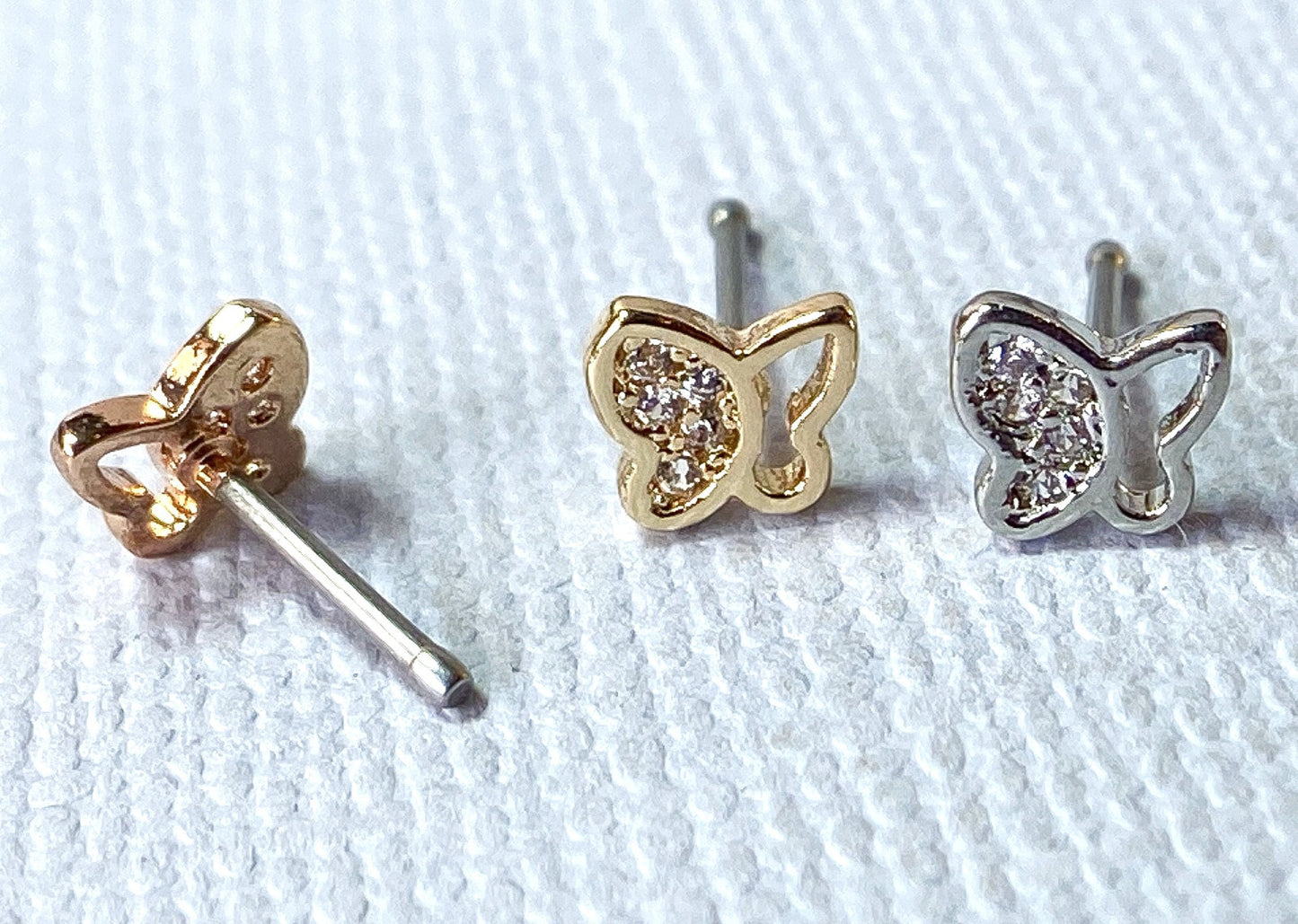 1pc CZ Paved Butterfly 20g Nose Ring Stud Bone 316L Surgical Steel