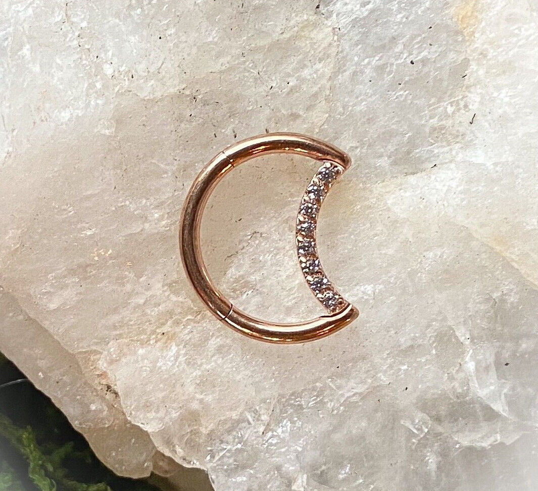 1pc Crescent Moon Hinged Segment Ring Solid Titanium Septum Hoop Helix Daith